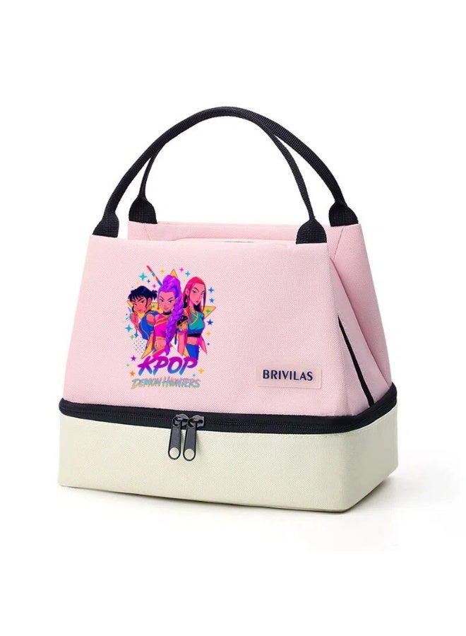 K-POP: XINGNIAO Dopamine Large Capacity Dual-Layer Lunch Bag, Thickened Aluminum Foil Insulated Tote for Office Workers and Picnics